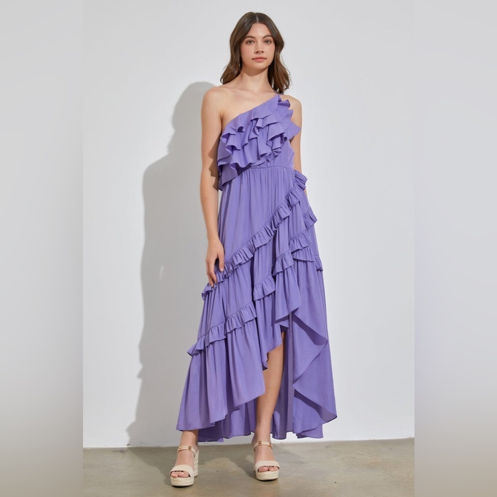 Petal & pup ruffle one shoulder side slit maxi dress nwot - Picture 1 of 5